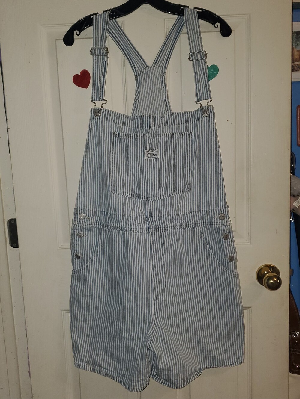 Levi's Light Wash Striped Shortall Overall